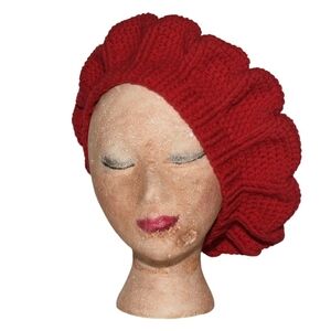 Designer Knit Red Beret